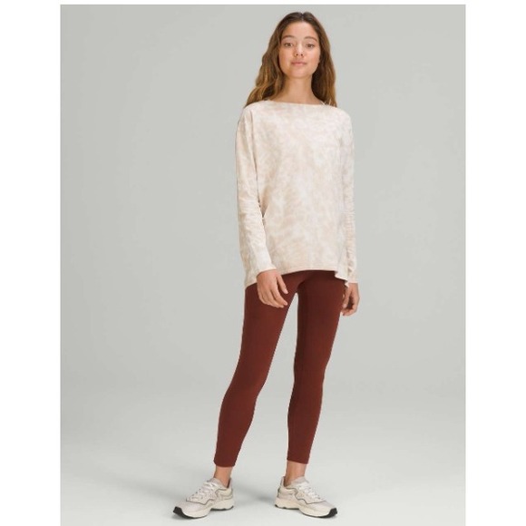 Lululemon Back In Action long sleeve Marmoleado Tie Dye White Opal Cafe Au Lait - Picture 6 of 10